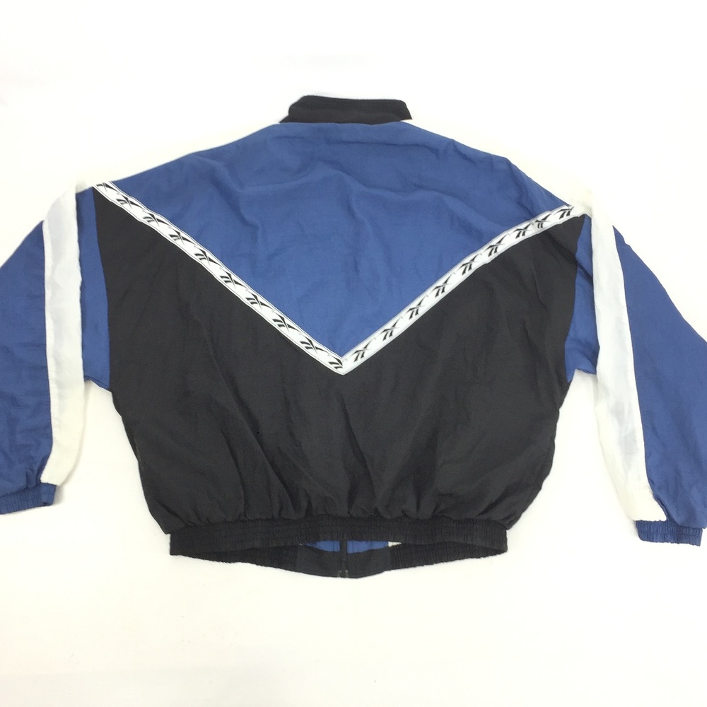 REEBOK Zip Blue White Raglan Nylon Windbreaker VTG